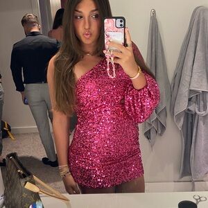 pink sequin dress